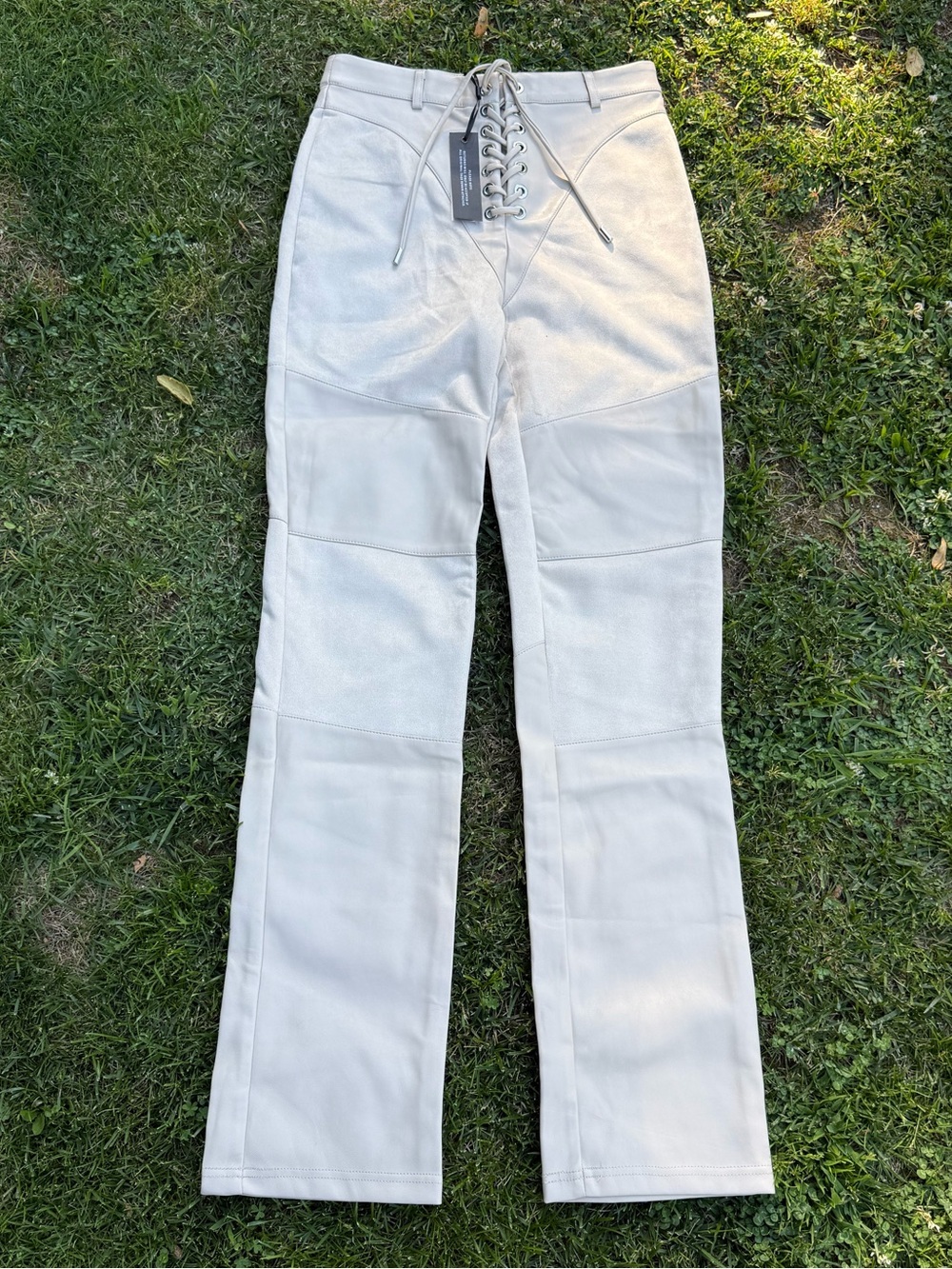 NWT Manière de Voir lace-up mixed media faux leather pants - Size 6